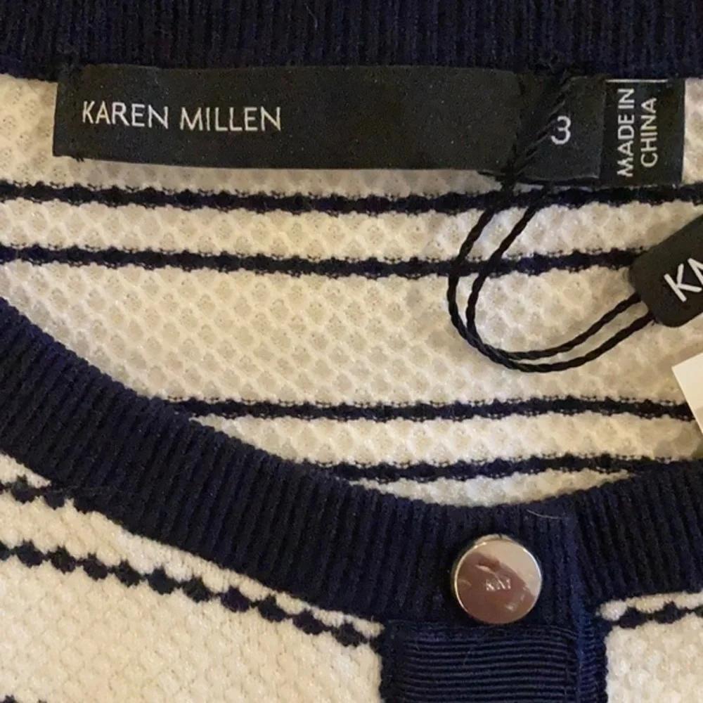 NWT Karen Millen Navy Stripe Peplum Cardigan 8 - Picture 5 of 8